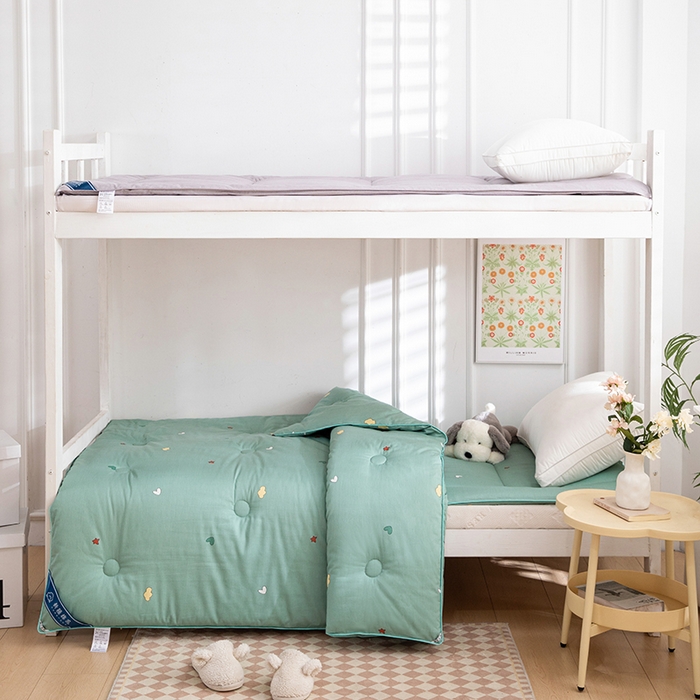 91家纺网 家纺一手货源 找家纺 学生宿舍纯棉面料0.9米1米床新疆长绒棉棉花被学生寝室全棉床垫 水绿色