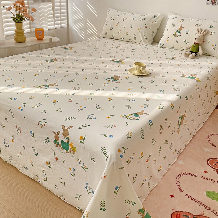 91家纺网 家纺一手货源 找家纺 纽缦家纺 2024水洗双层纱床单 小兔堡