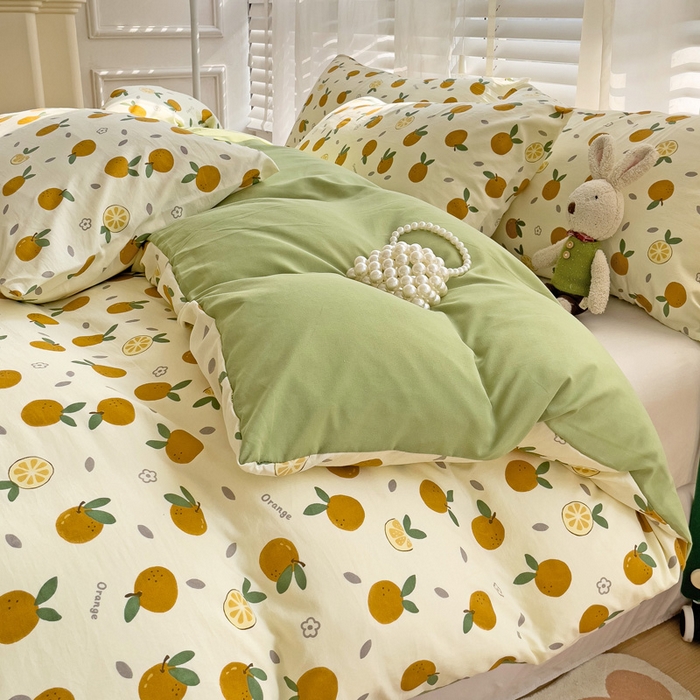 91家纺网 家纺一手货源 找家纺 纽缦家纺 2024水洗双层纱被套 小橘子
