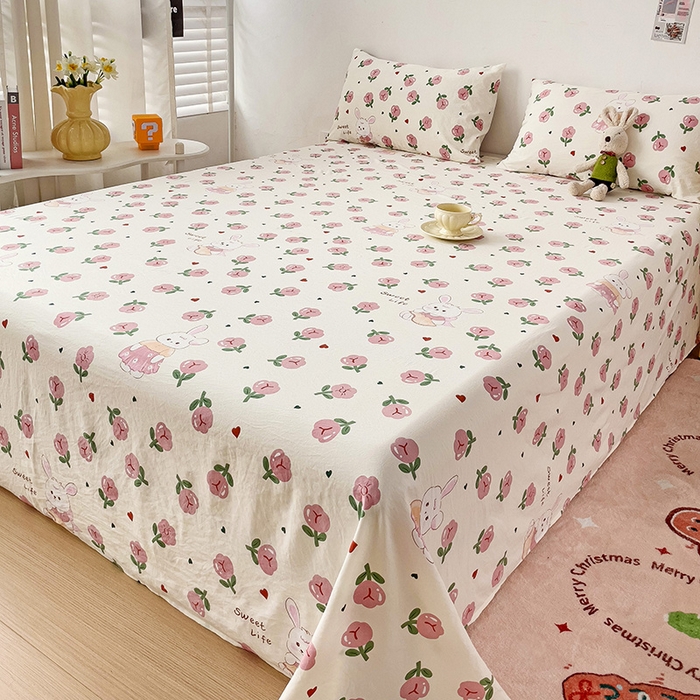 91家纺网 家纺一手货源 找家纺 纽缦家纺 2024水洗双层纱床单 曼塔玫瑰