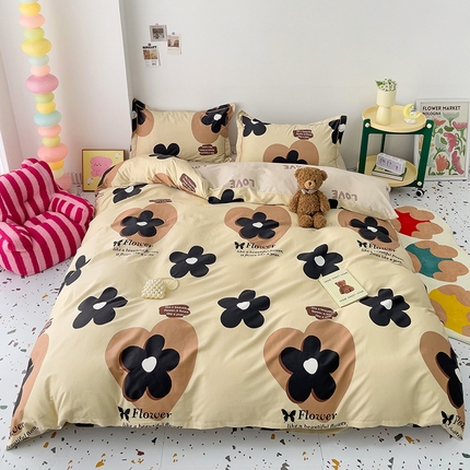 91家纺网 家纺一手货源 找家纺 （总）云锦家居 2024春夏新款13070纯棉印花吊边款一字绣四件套