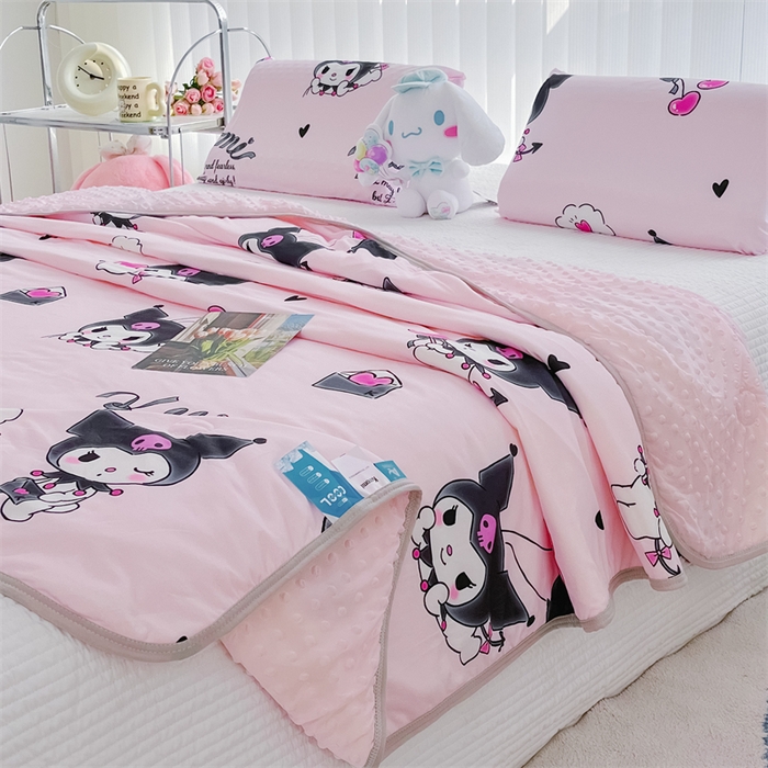 91家纺网 家纺一手货源 找家纺 米米儿家纺 2024新款A类针织棉凉豆豆夏被夏凉被空调被-三丽鸥系列 爱心库洛米