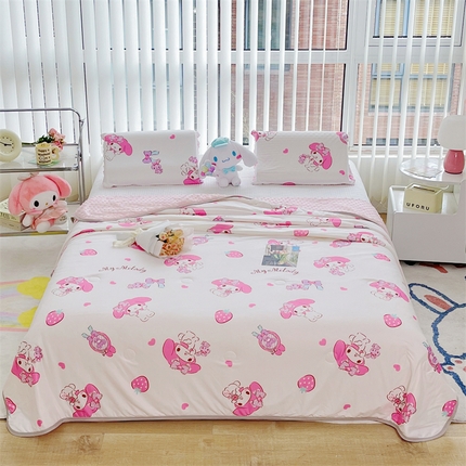 91家纺网 家纺一手货源 找家纺 米米儿家纺 2024新款A类针织棉凉豆豆夏被夏凉被空调被-三丽鸥系列 草莓美乐蒂