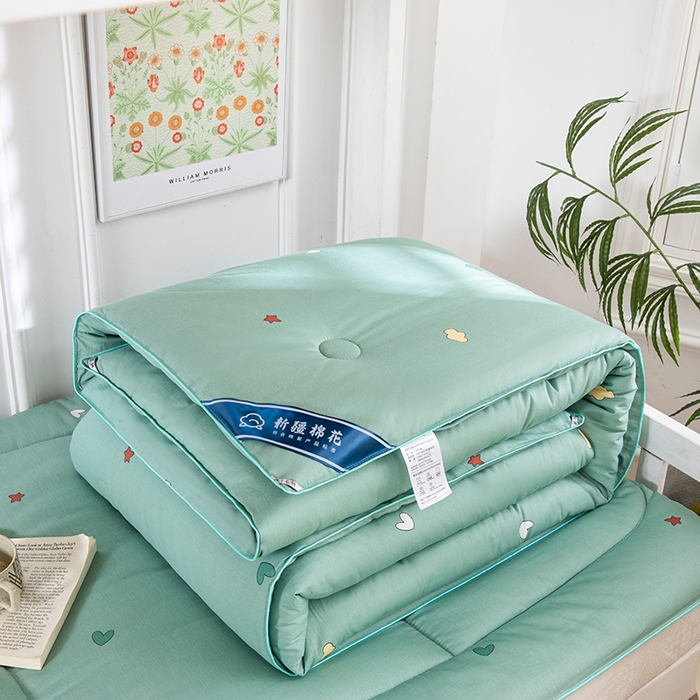 91家纺网 家纺一手货源 找家纺 学生宿舍纯棉面料0.9米1米床新疆长绒棉棉花被学生寝室全棉床垫 水绿色
