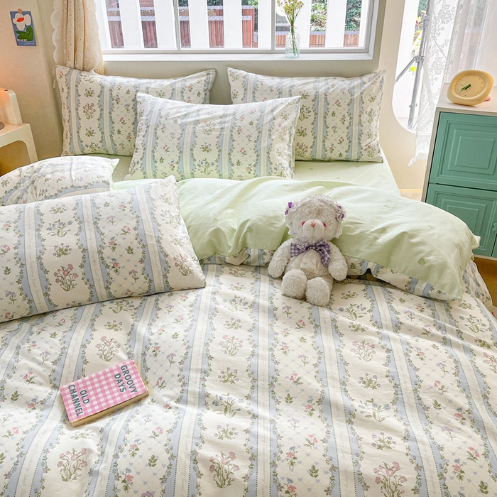 91家纺网 家纺一手货源 找家纺 川悦生活 2024爆款13372全棉卡通小清新四件套三件套 春物