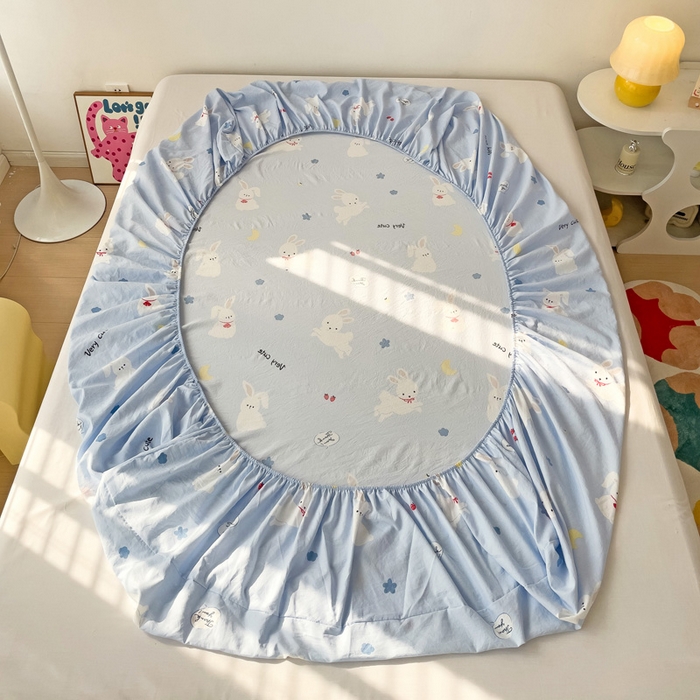 91家纺网 家纺一手货源 找家纺 纽缦家纺 2024水洗双层纱单床笠 嗨皮兔