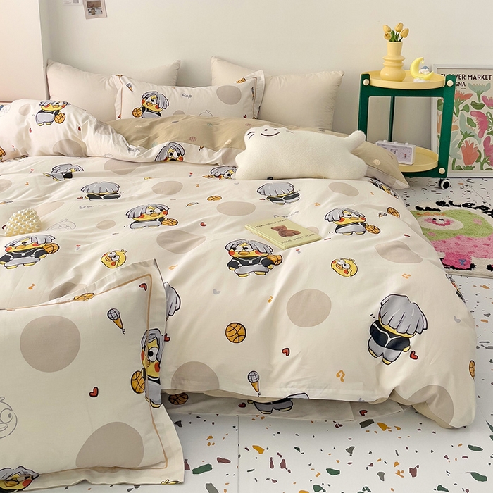 91家纺网 家纺一手货源 找家纺 云锦家居 2024新款13070纯棉印花吊边款一字绣四件套 洛卡迪