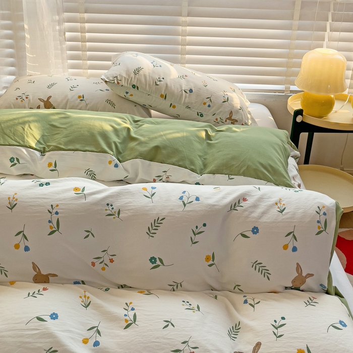 91家纺网 家纺一手货源 找家纺 纽缦家纺 2024水洗双层纱被套 小兔堡