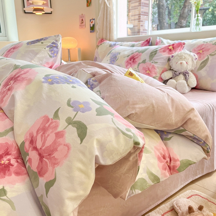 91家纺网 家纺一手货源 找家纺 川悦生活 2024爆款13372全棉卡通小清新四件套三件套 青春绚烂