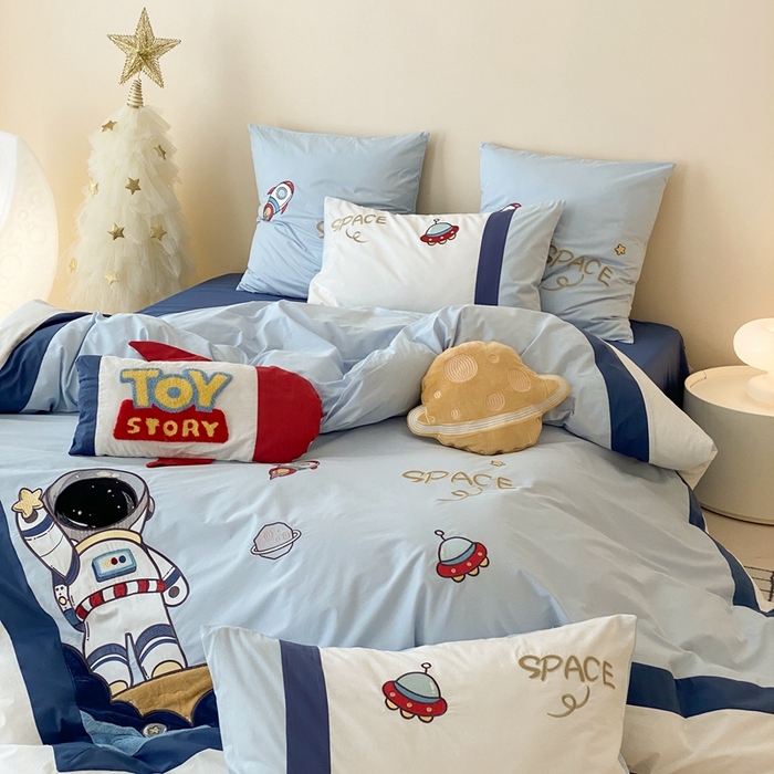 91家纺网 家纺一手货源 找家纺 （总）星野 2024新款加厚40s水洗棉刺绣四件套-星际之旅