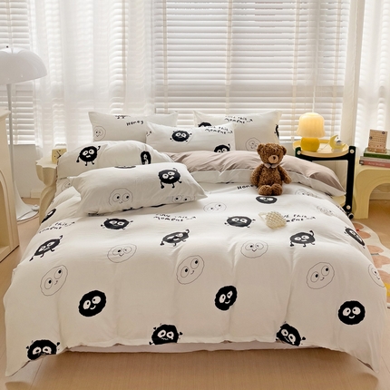 纽缦家纺 2024水洗双层纱被套 小黑球