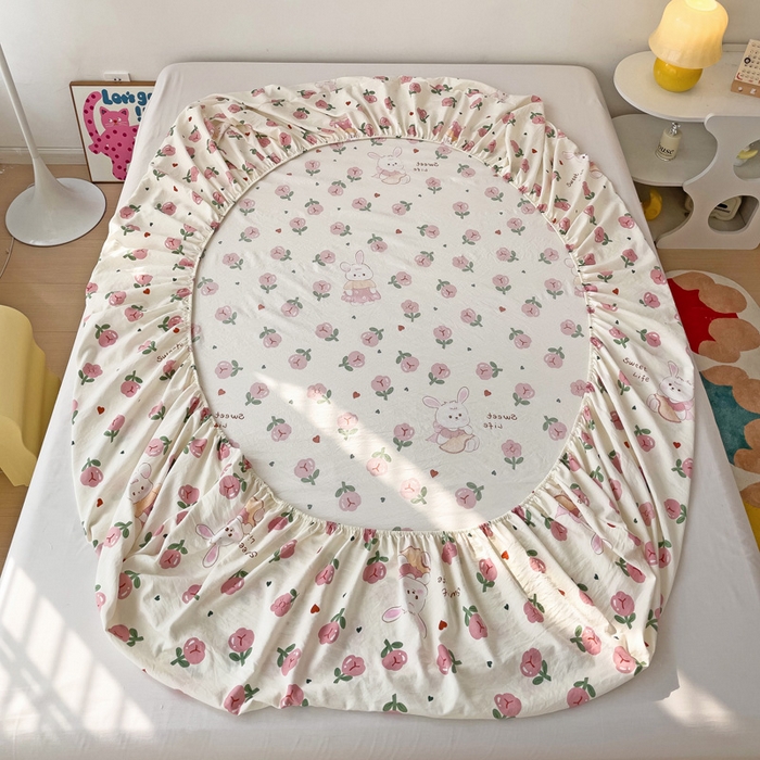 91家纺网 家纺一手货源 找家纺 纽缦家纺 2024水洗双层纱单床笠 曼塔玫瑰