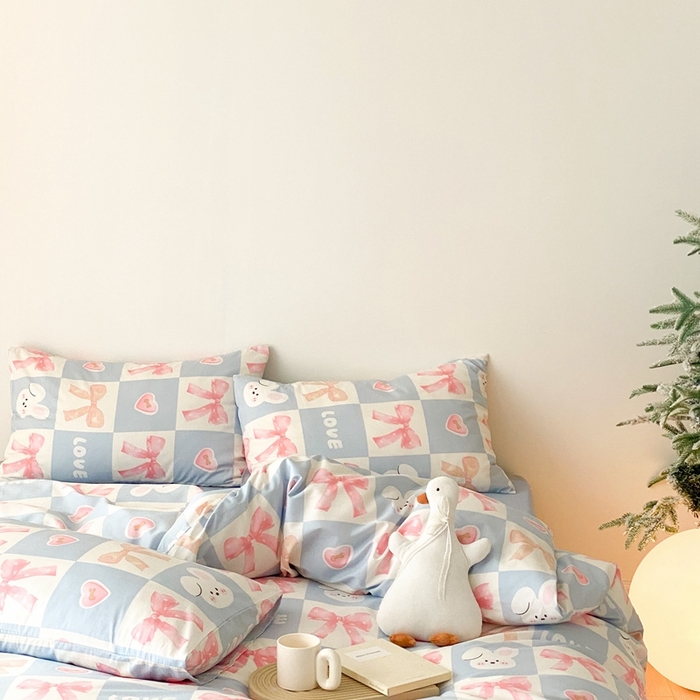 91家纺网 家纺一手货源 找家纺 川悦生活 2024爆款13372全棉卡通小清新四件套三件套 弗德列