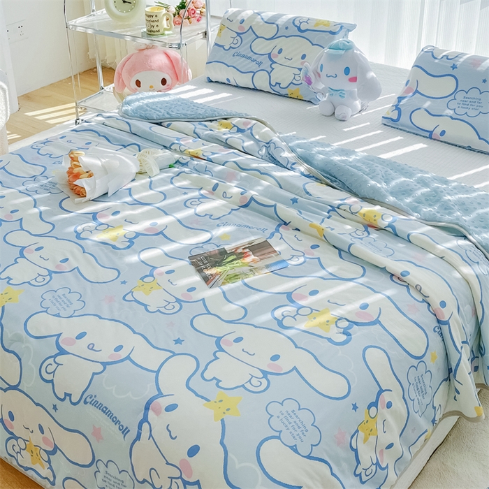 91家纺网 家纺一手货源 找家纺 米米儿家纺 2024新款A类针织棉凉豆豆夏被夏凉被空调被-三丽鸥系列 星星-玉桂狗