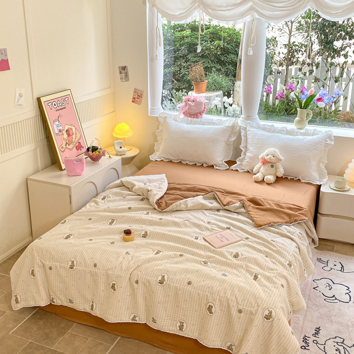 91家纺网 家纺一手货源 找家纺 慕澄家纺 2024新款时尚印花泡泡棉花边夏被夏凉被空调被 夏被-萝莉