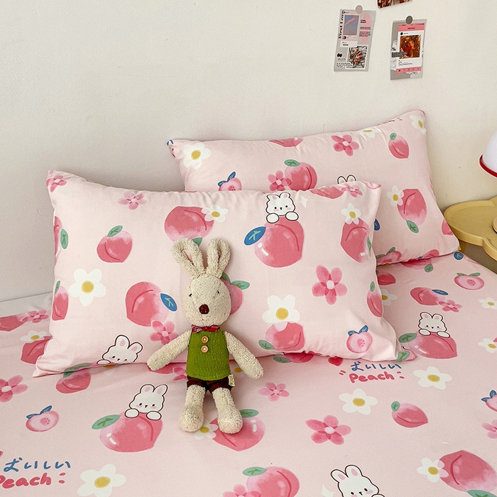 91家纺网 家纺一手货源 找家纺 纽缦家纺 2024水洗双层纱床单 桃你喜欢