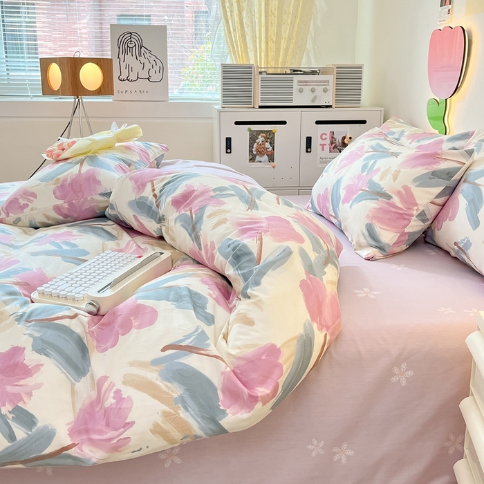 91家纺网 家纺一手货源 找家纺 川悦生活 2024爆款13372全棉卡通小清新四件套三件套 biu泊