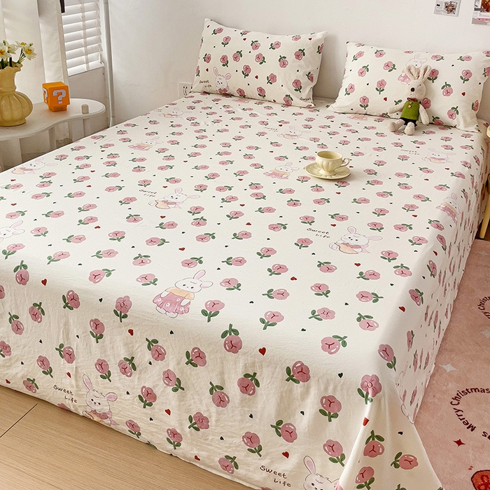 91家纺网 家纺一手货源 找家纺 纽缦家纺 2024水洗双层纱床单 曼塔玫瑰