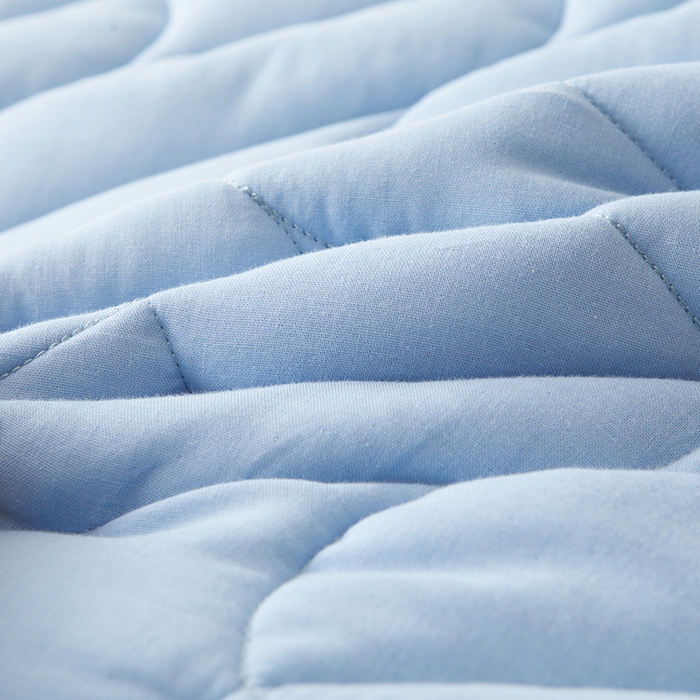 91家纺网 家纺一手货源 找家纺 3C 2024新款全棉双层纱大豆床笠 氧气蓝