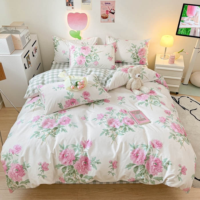 91家纺网 家纺一手货源 找家纺 川悦生活 2024爆款13372全棉卡通小清新四件套三件套 阿加莎