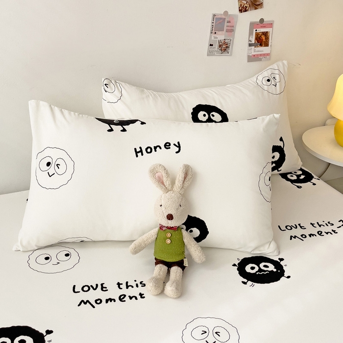 91家纺网 家纺一手货源 找家纺 纽缦家纺 2024水洗双层纱单床笠 小黑球