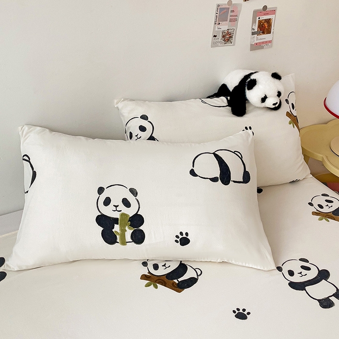 91家纺网 家纺一手货源 找家纺 纽缦家纺 2024水洗双层纱床单 小熊猫