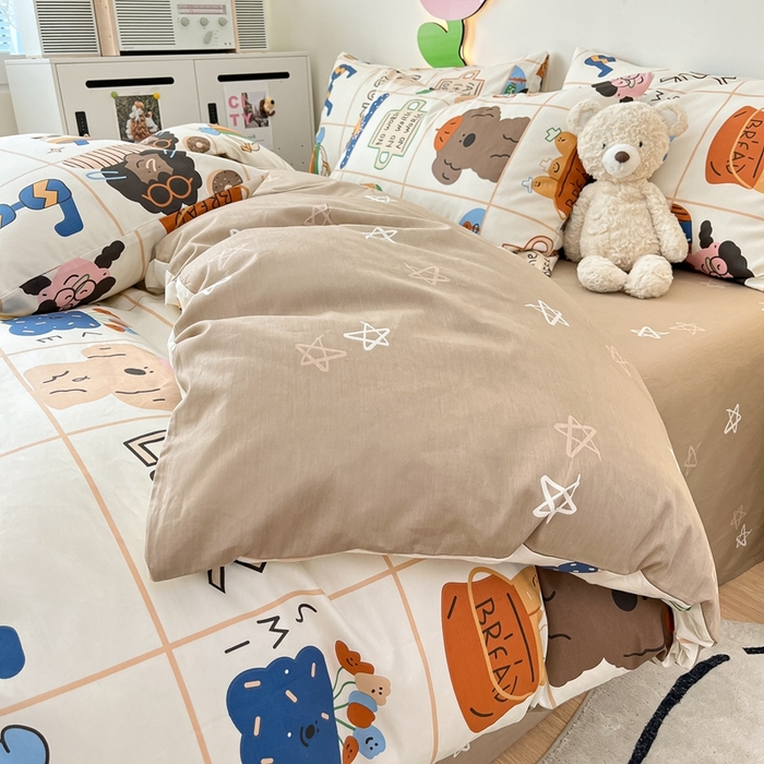 91家纺网 家纺一手货源 找家纺 川悦生活 2024爆款13372全棉卡通小清新四件套三件套 巴黎生活