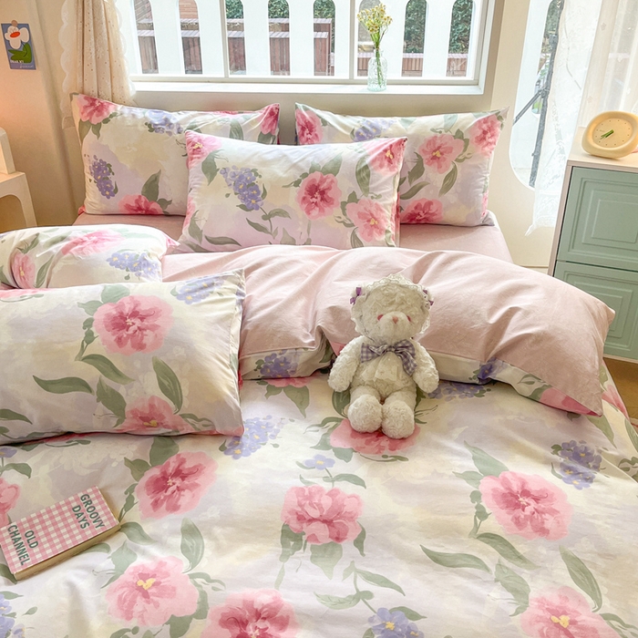 91家纺网 家纺一手货源 找家纺 川悦生活 2024爆款13372全棉卡通小清新四件套三件套 青春绚烂