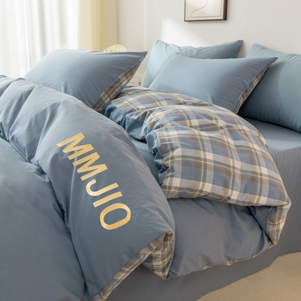 91家纺网 家纺一手货源 找家纺 寐眠 2024新款全棉水洗棉刺绣四件套 冰晶苍蓝