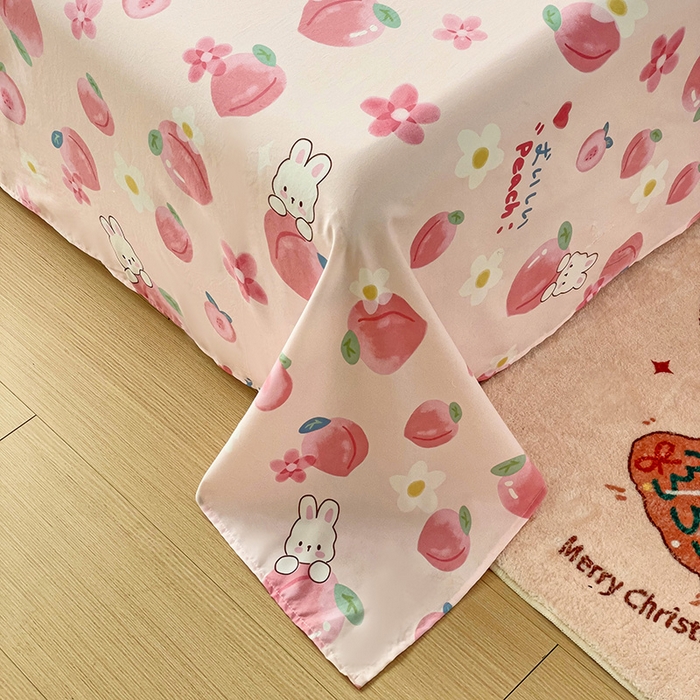 91家纺网 家纺一手货源 找家纺 纽缦家纺 2024水洗双层纱床单 桃你喜欢