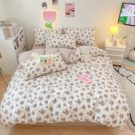 91家纺网 家纺一手货源 找家纺 （总）川悦生活 2024爆款13372纯棉全棉卡通小清新四件套学生宿舍三件套