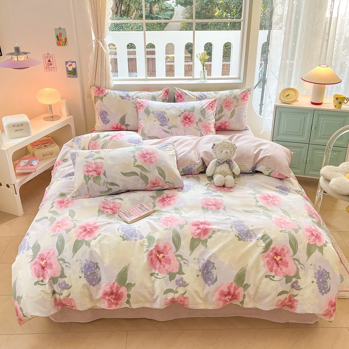 91家纺网 家纺一手货源 找家纺 川悦生活 2024爆款13372全棉卡通小清新四件套三件套 青春绚烂