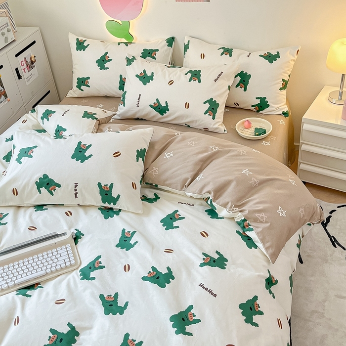 91家纺网 家纺一手货源 找家纺 川悦生活 2024爆款13372全棉卡通小清新四件套三件套 韩国小狗