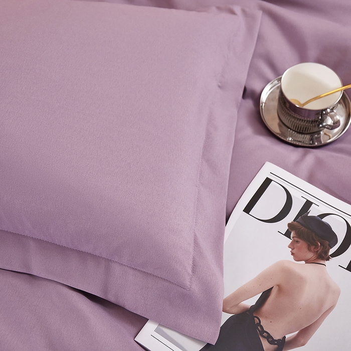 91家纺网 家纺一手货源 找家纺 丝涟家居 2025新款纯色亲肤棉磨毛四件套 优雅紫