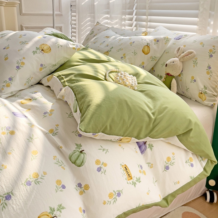 91家纺网 家纺一手货源 找家纺 纽缦家纺 2024水洗双层纱被套 小南瓜