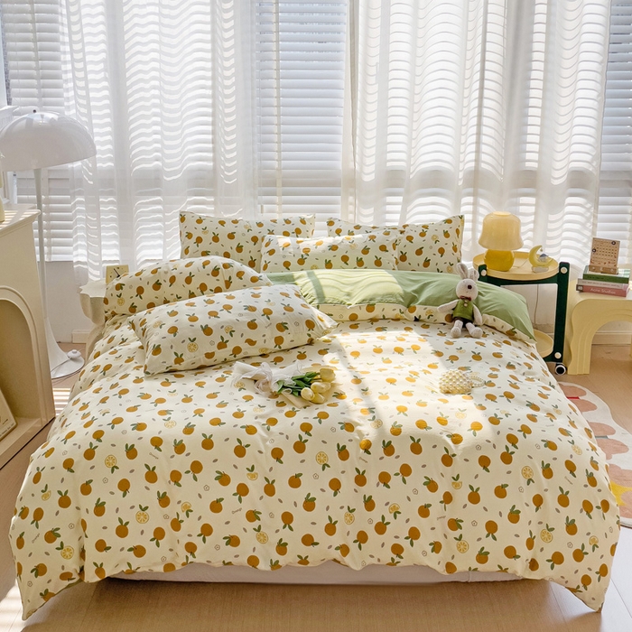 91家纺网 家纺一手货源 找家纺 纽缦家纺 2024水洗双层纱被套 小橘子