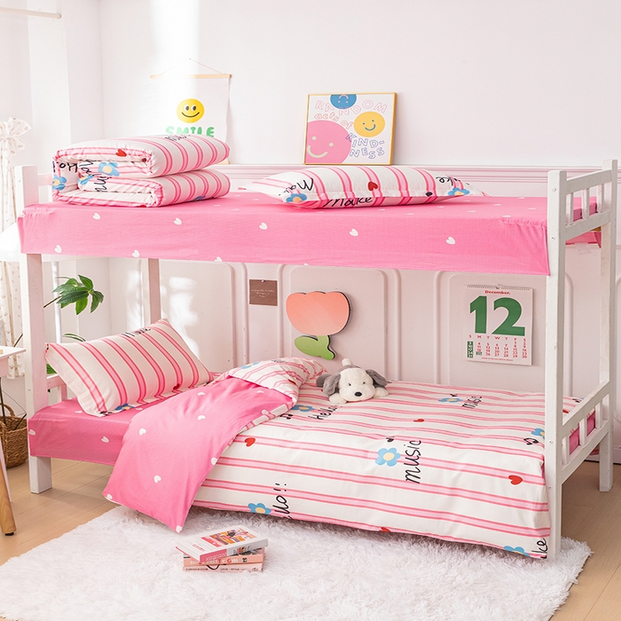 91家纺网 家纺一手货源 找家纺 纯棉印花13070学生三件套寝室全棉宿舍床套件上下铺床品 幽香醉人