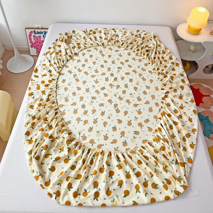 91家纺网 家纺一手货源 找家纺 纽缦家纺 2024水洗双层纱单床笠 小橘子