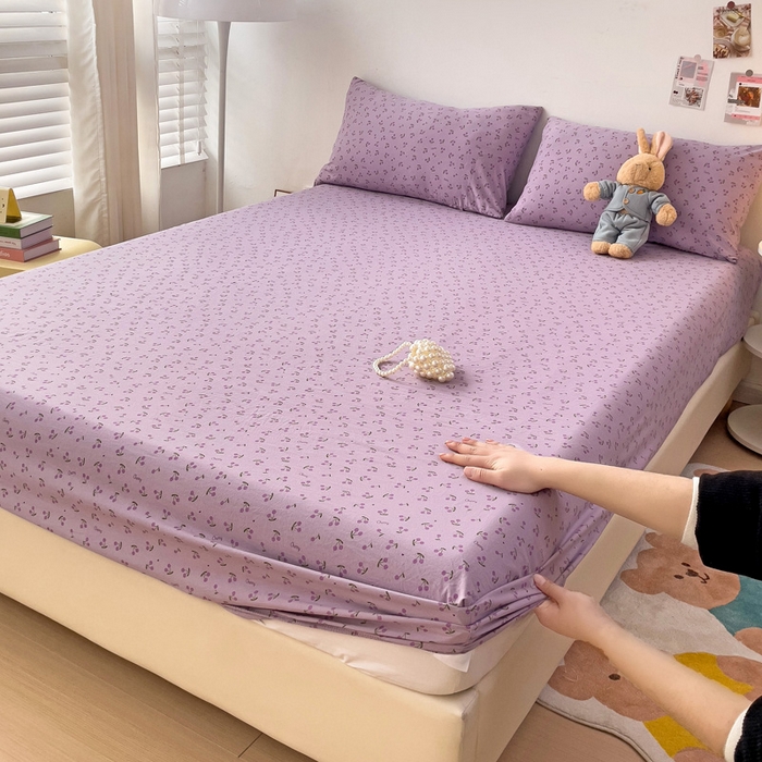 91家纺网 家纺一手货源 找家纺 纽缦家纺 2024水洗双层纱单床笠 遇见紫