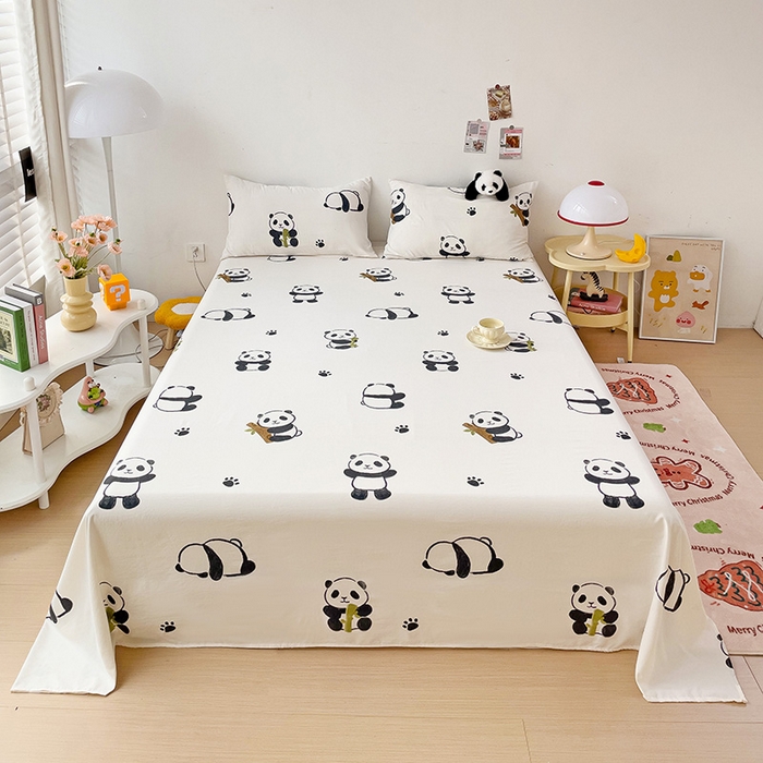 91家纺网 家纺一手货源 找家纺 纽缦家纺 2024水洗双层纱床单 小熊猫