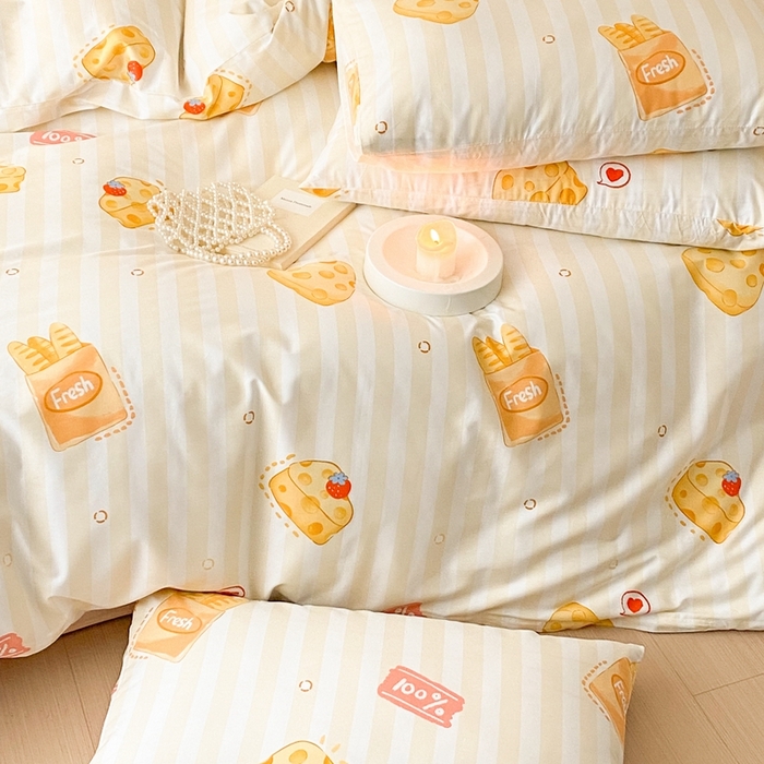 91家纺网 家纺一手货源 找家纺 川悦生活 2024爆款13372全棉卡通小清新四件套三件套 奶小酪