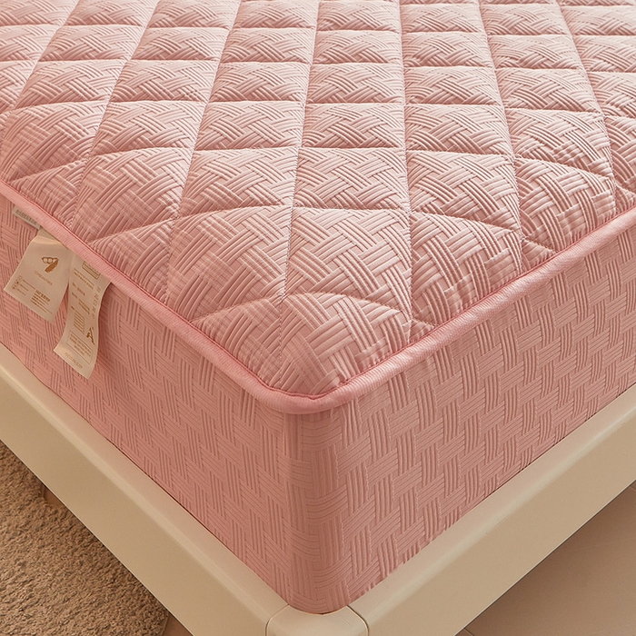 91家纺网 家纺一手货源 找家纺 多谷家纺 2024新款针织提花大豆夹棉床笠 可可粉