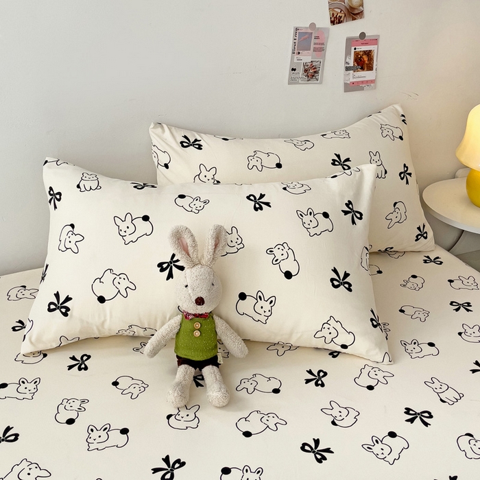 91家纺网 家纺一手货源 找家纺 纽缦家纺 2024水洗双层纱单床笠 心动兔兔