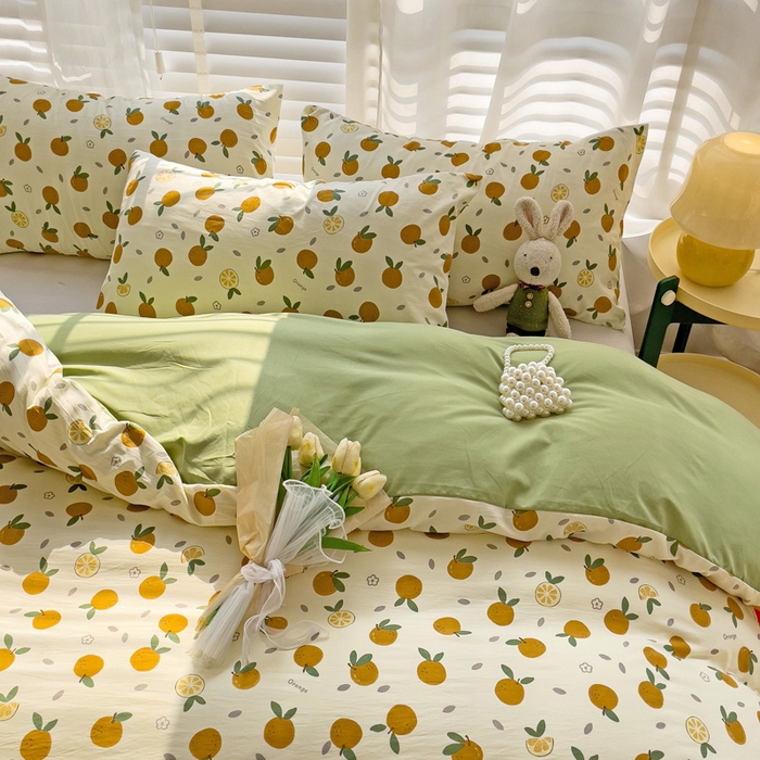 91家纺网 家纺一手货源 找家纺 纽缦家纺 2024水洗双层纱被套 小橘子