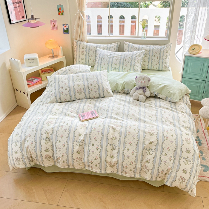 91家纺网 家纺一手货源 找家纺 川悦生活 2024爆款13372全棉卡通小清新四件套三件套 春物