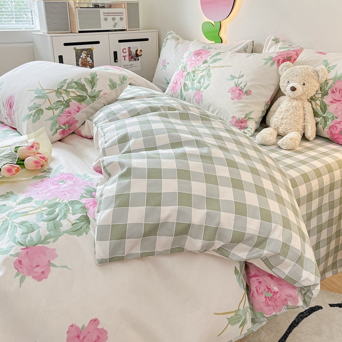 91家纺网 家纺一手货源 找家纺 川悦生活 2024爆款13372全棉卡通小清新四件套三件套 阿加莎