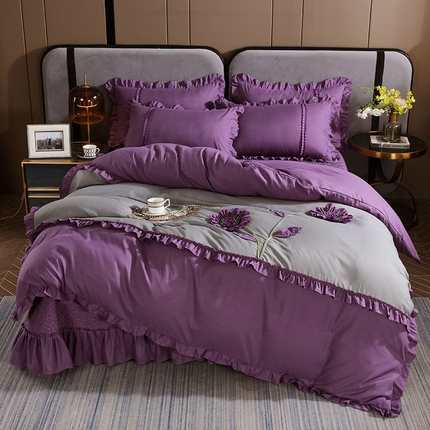 91家纺网 家纺一手货源 找家纺 （总）兴美佳家纺 2024新款水洗棉床盖手工盘花四件套-盛世年华