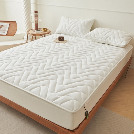 3C 2024新款全棉双层纱大豆床笠 月白