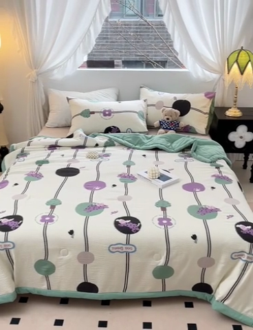 91家纺网 家纺一手货源 找家纺 星巴K家纺 2024新款小清新柔软泡泡棉夏凉被被子空调被夏被 初夏