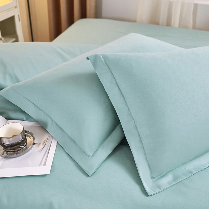 91家纺网 家纺一手货源 找家纺 丝涟家居 2025新款纯色亲肤棉磨毛四件套 薄荷绿